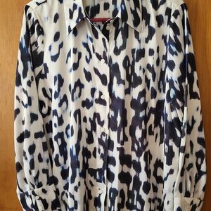 H&M Black and Blue Patterned Blouse